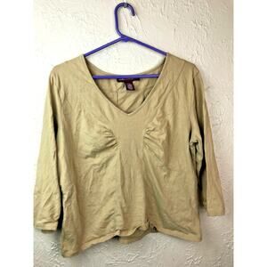 Joneswear Jeans Fitted Stretch V-Neck 3/4 Sleeve‎ Stretch Shirt Size XL